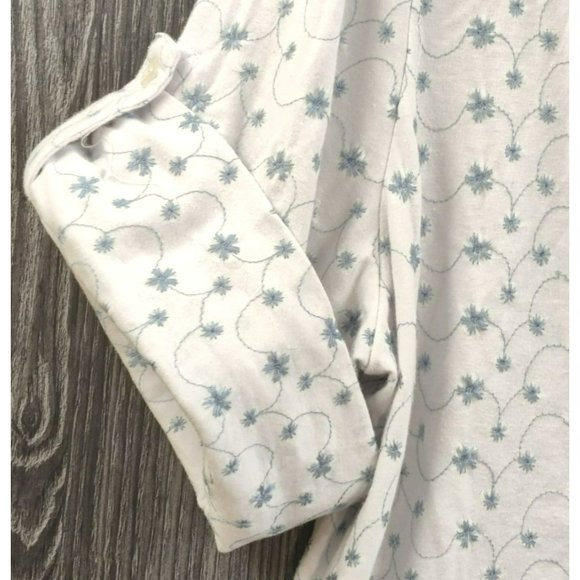 Cathy Daniels Women's Large Button Down Roll Tab Sleeve Blue White Micro Floral - Picture 4 of 10